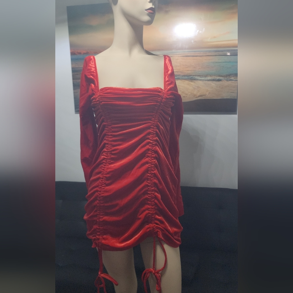 Elegant Red Ruched Dress